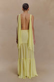 Haille Knit Chiffon Maxi Dress Lemon