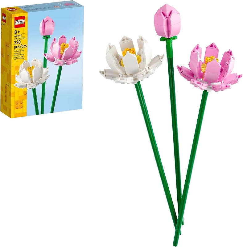 LEGO Lotus Flower Building Toy for Kids Girls Boys Ages 8 Artificial Lotus Flowers for Home Decor Display Creative Gift Idea for Her Him 40647