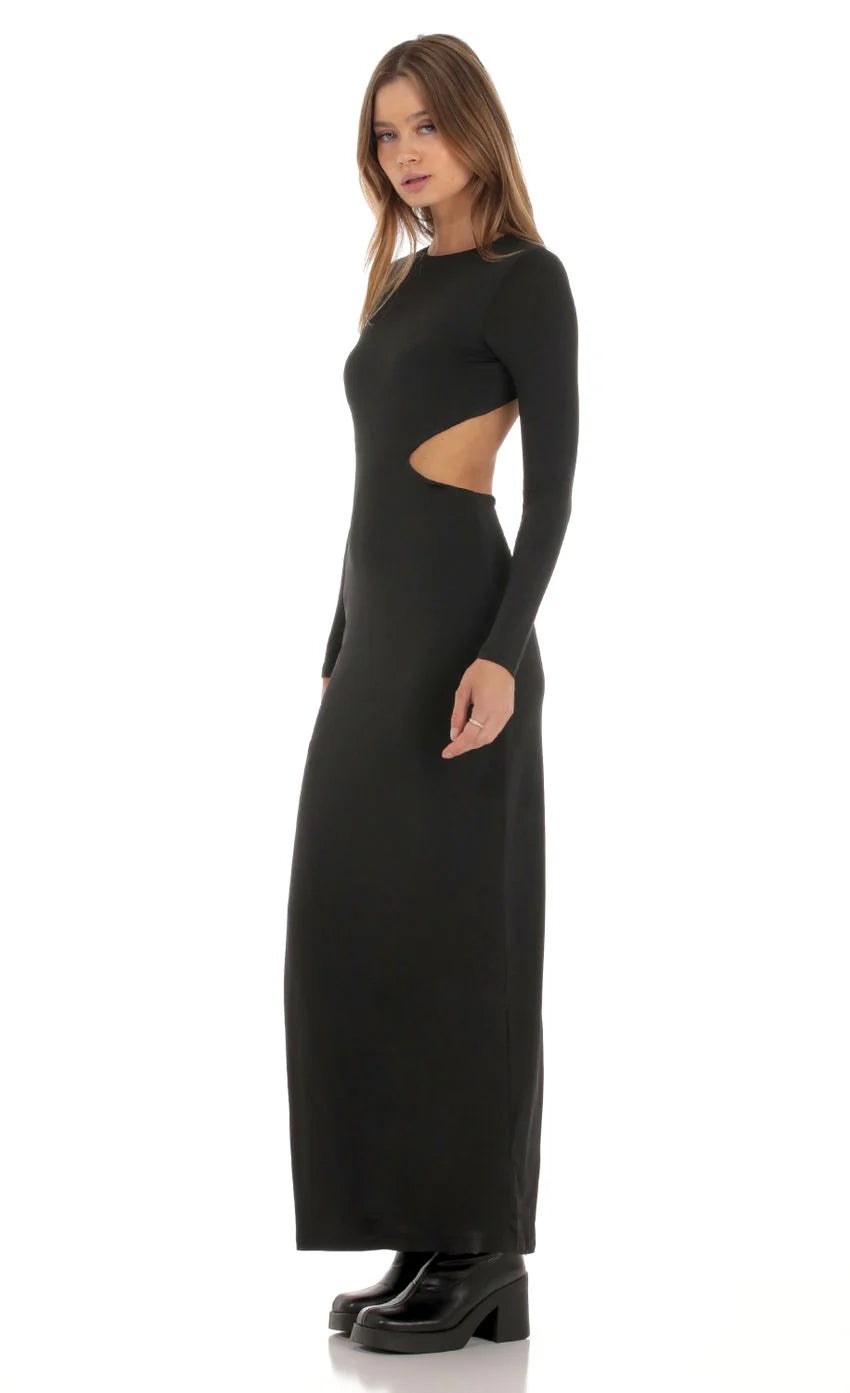 Cutout Open Back Dress in Black