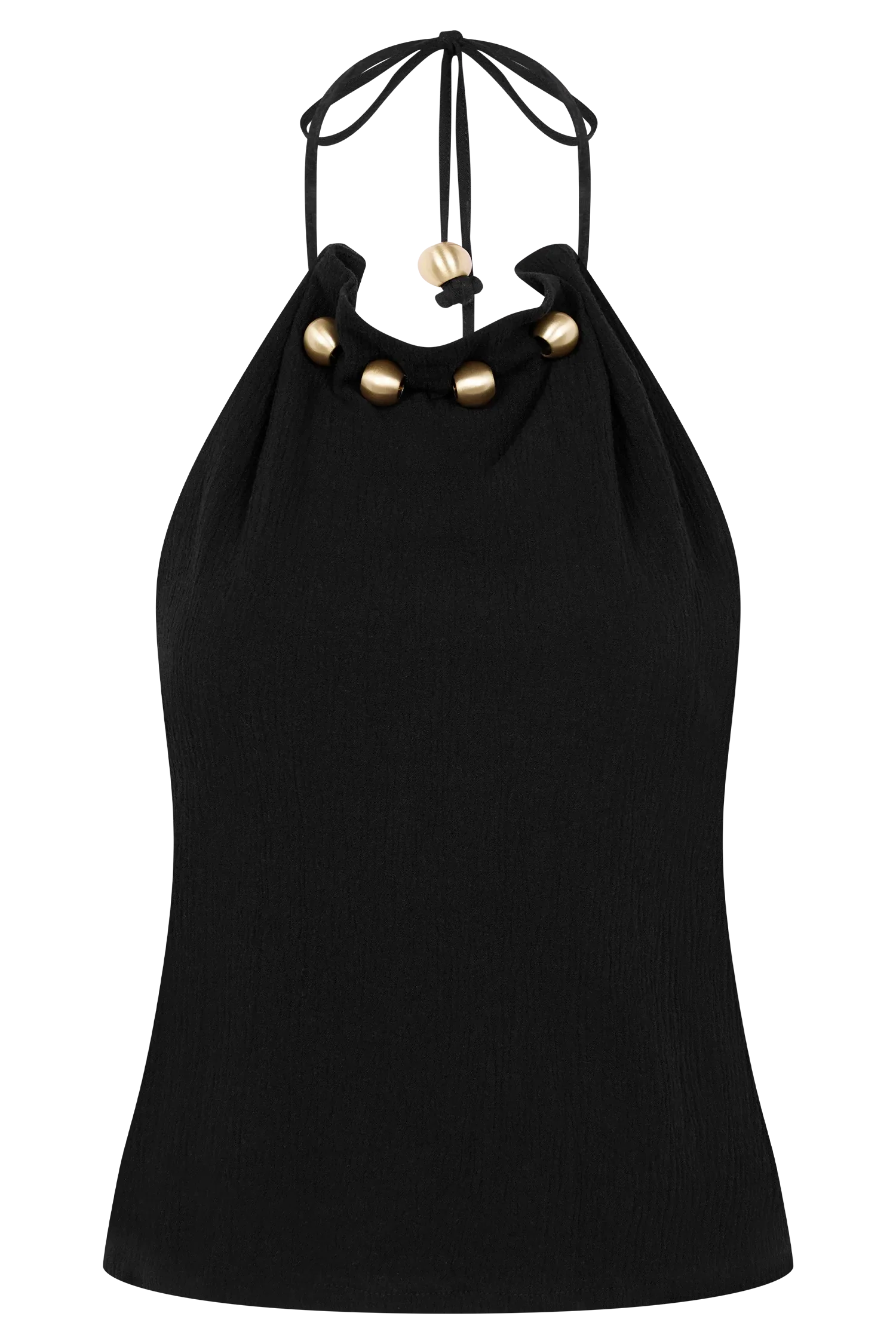 Abeda Cotton Top With Hardware Black