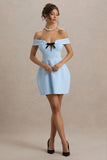 Lavender Powder Blue Sweetheart Mini Dress With Bow Detail