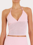 Pink Contrast Knit Cami Top