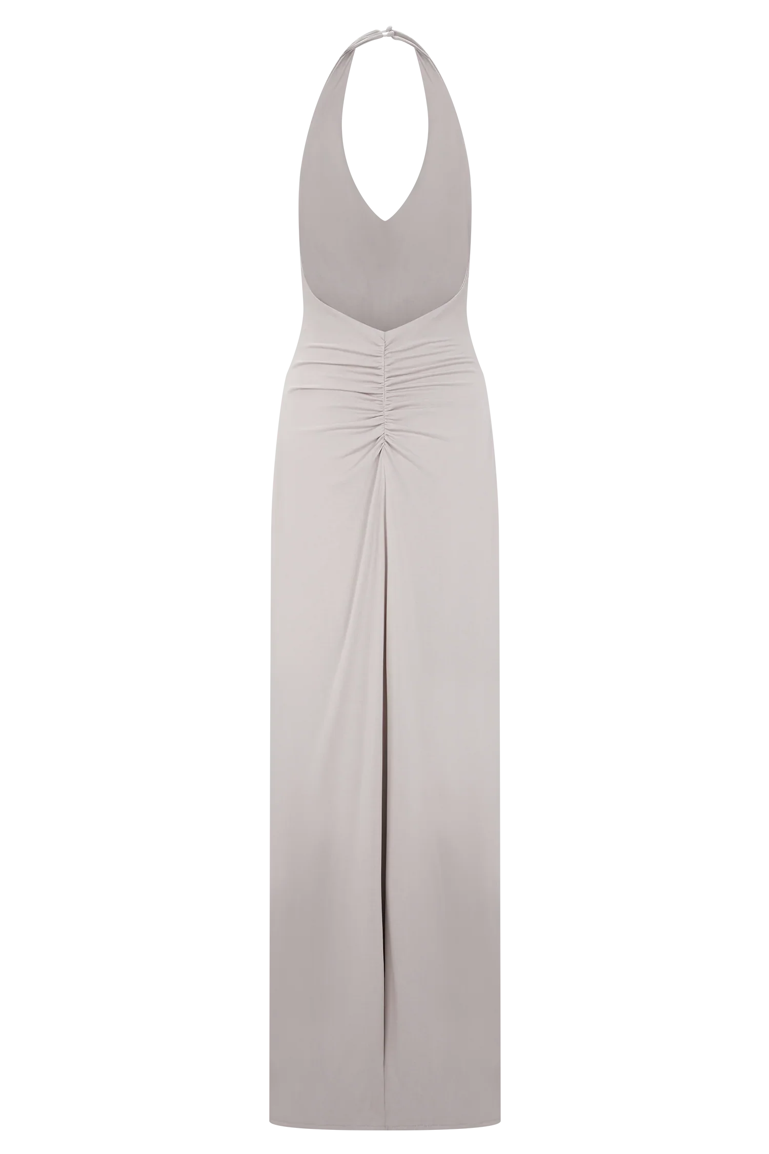 Yelena Ruched Halter Maxi Dress Taupe