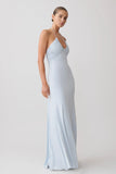 Maely Gathered Slinky Maxi Dress Pale Blue