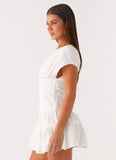 Ember Haze Boat Neck Mini Dress Off White