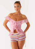 Dylan Off Shoulder Top Pink