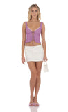 Polka Dot Front Tie Vest Top in Purple