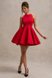 Waverly Red Racer Neck Sleeveless Skater Mini Dress