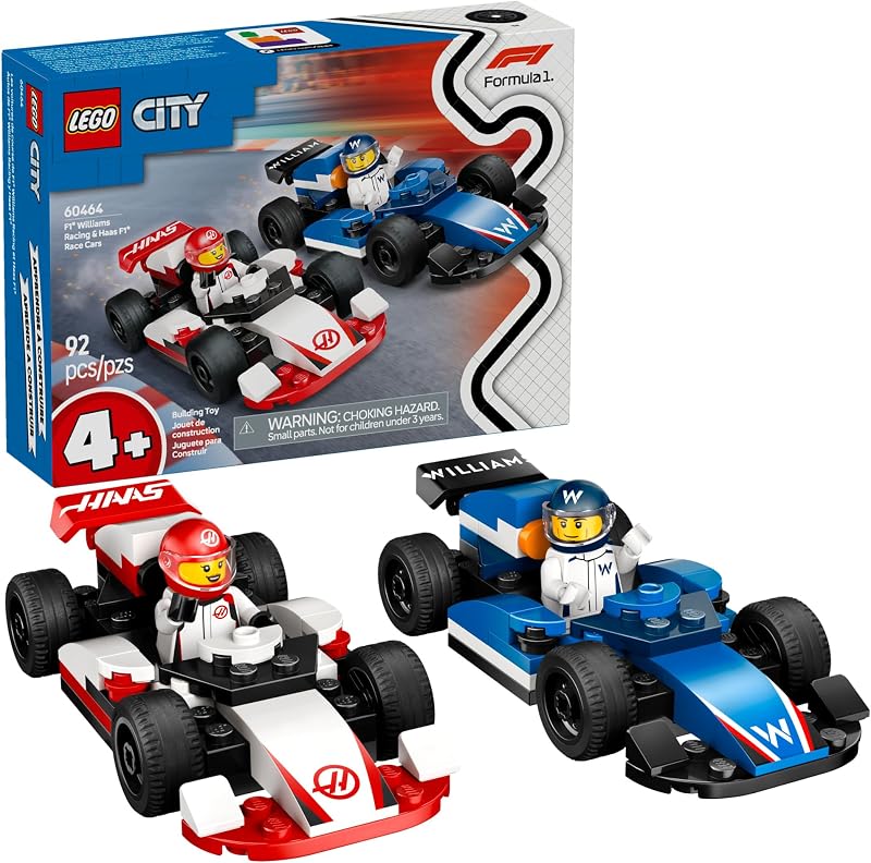 LEGO City F1 Williams Racing Haas F1 Race Car Toys Car Building Toy Set for Kids Boys and Girls Ages 4 Preschool Toy for Fans Gift Idea for Birthdays 60464