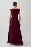 Mabel Off Shoulder Chiffon Maxi Dress Merlot