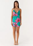 Orion Beaded Chiffon Mini Dress Petal Reef