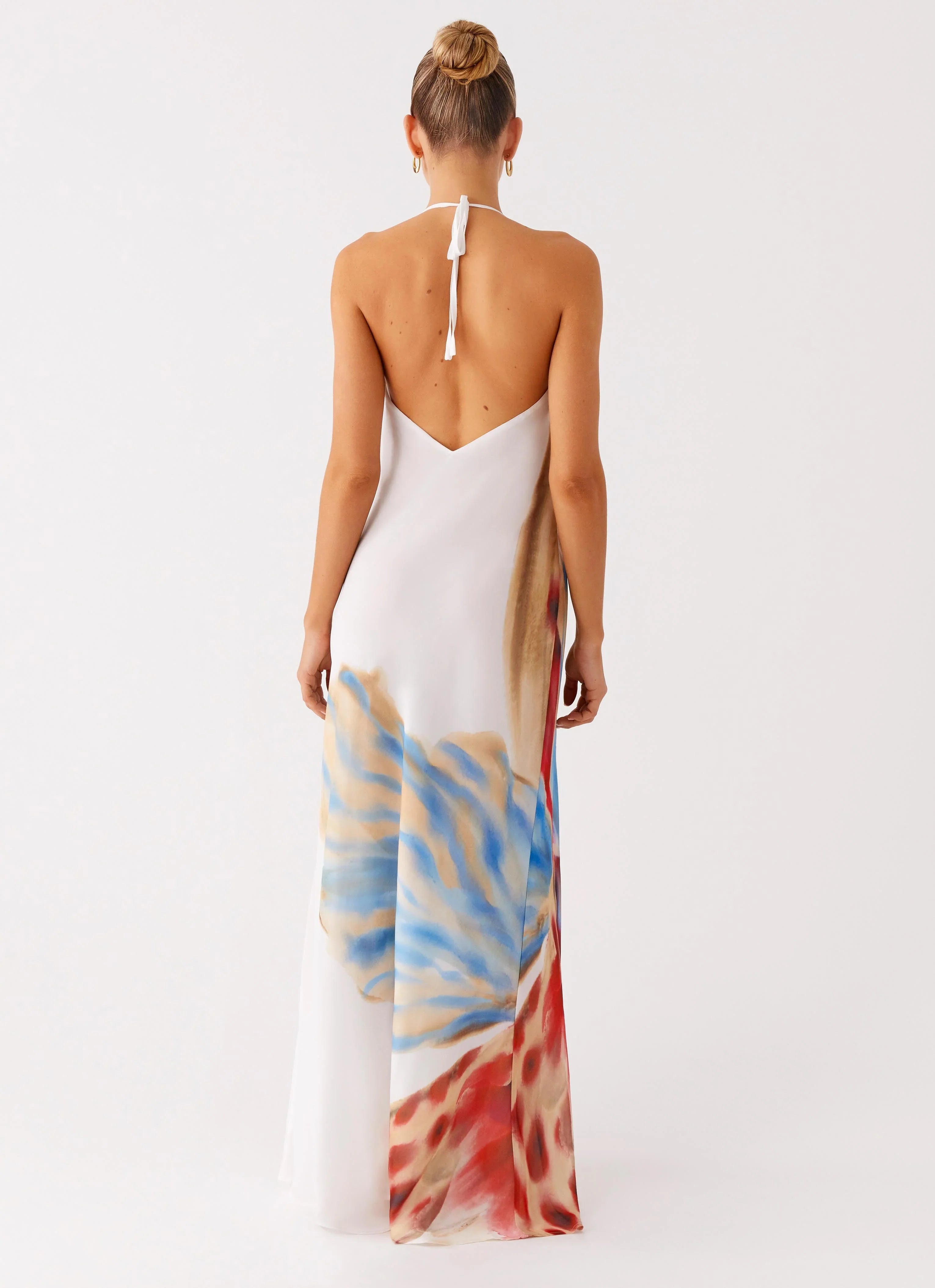 Stars Align Cowl Maxi Dress White Sea Bloom