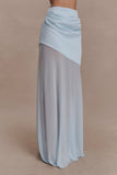 Portia Scuba And Mesh Maxi Skirt Pale Blue