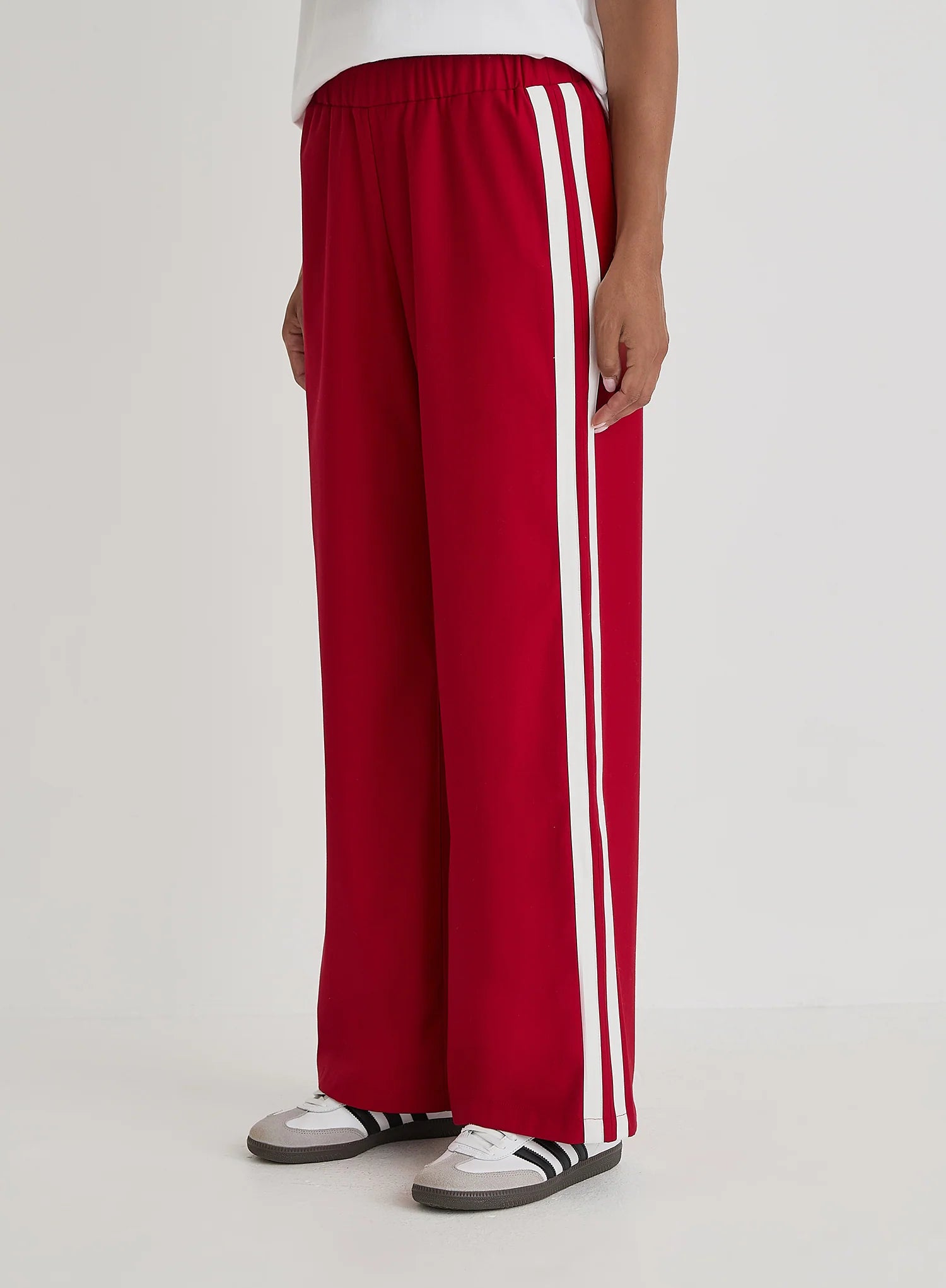 Red Side Stripe Wide Leg Trouser