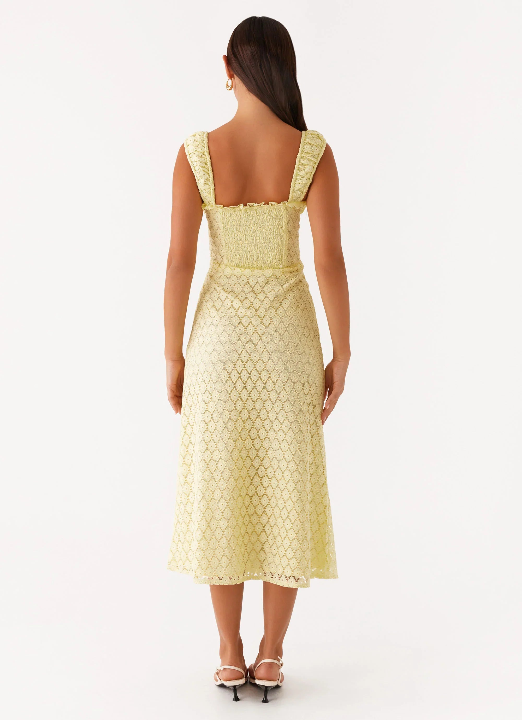 Keziah Tie Front Midi Dress Lemon
