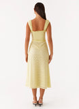 Keziah Tie Front Midi Dress Lemon
