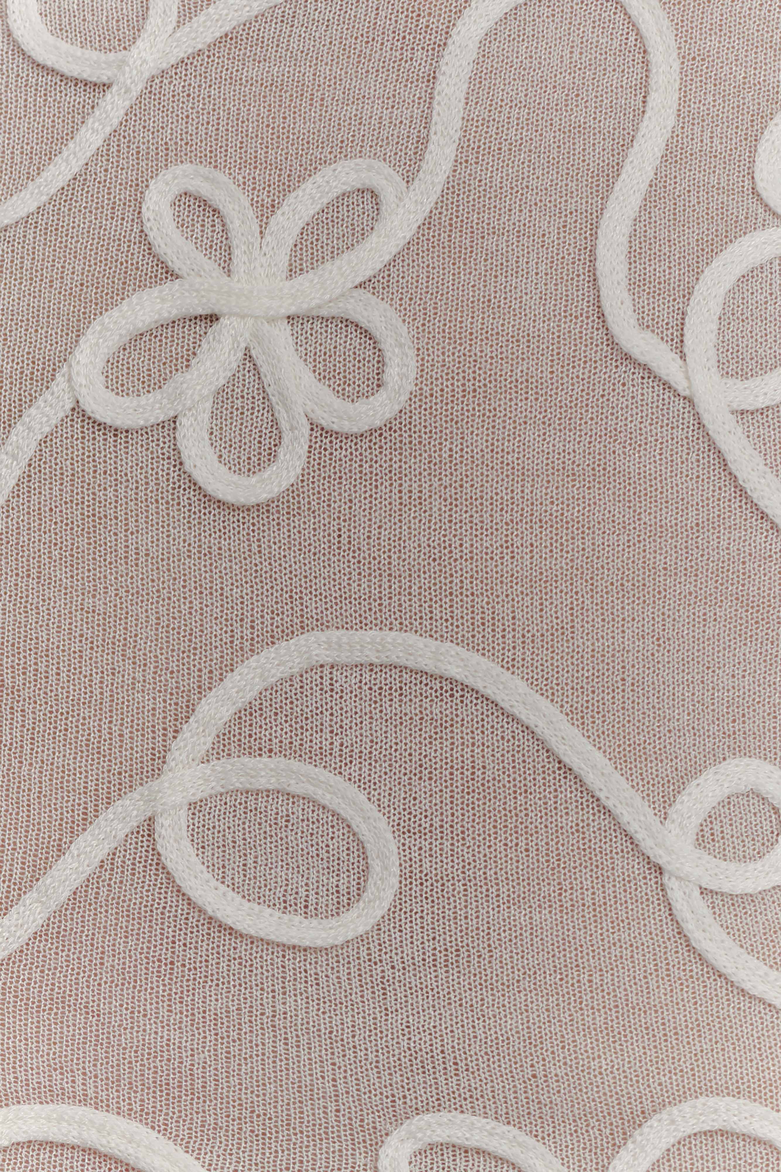 Omari Embroidery Long Sleeve Knit Top Ivory