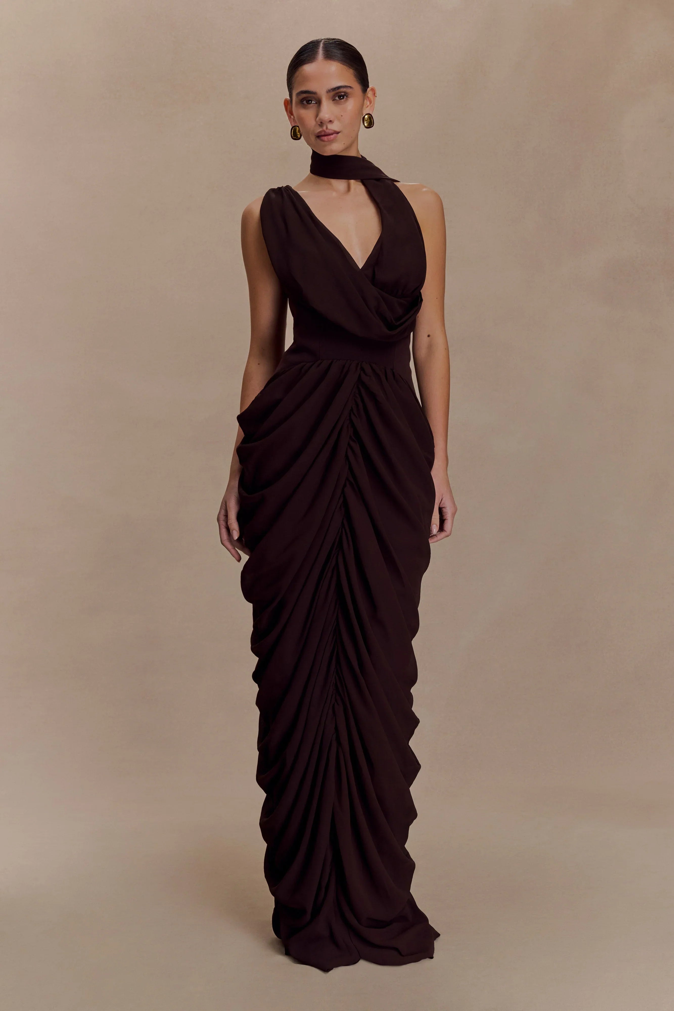 Alex Chiffon Maxi Dress Cacao Brown
