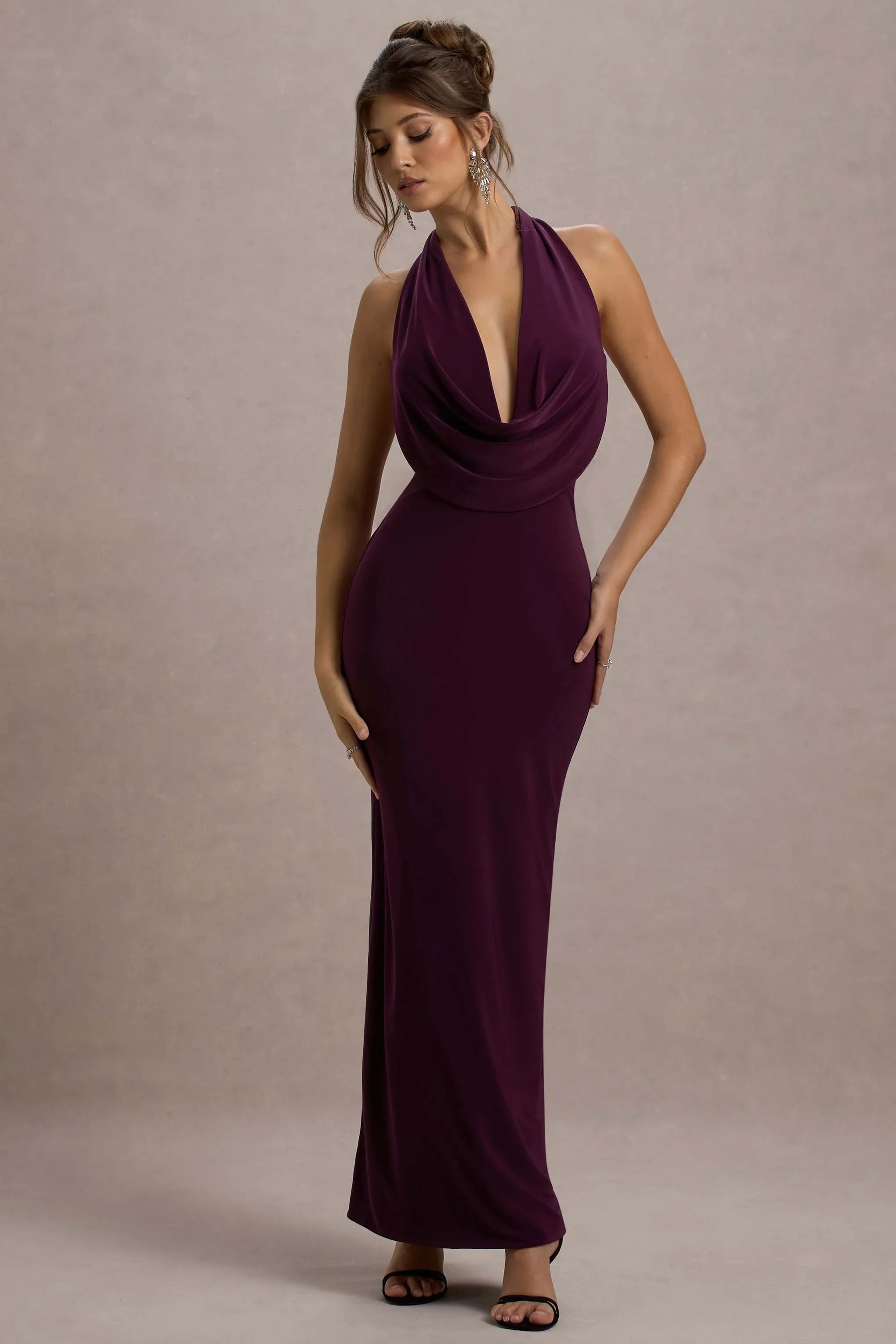 Edessa Port Plunge Neck Maxi Dress