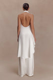 Sydney Asymmetrical Satin Halter Top Ivory