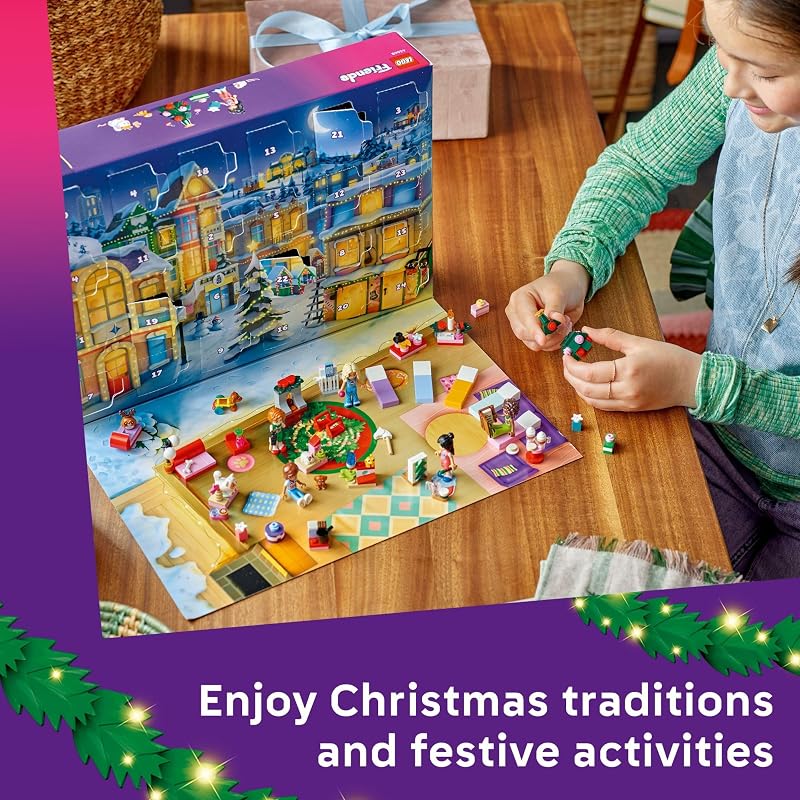 LEGO Friends Advent Calendar 2025 Building Toy Holiday Countdown Set for Girls Boys Ages 6 24 Buildable Surprises 5 Minidolls 5 Pets Kids Gift Idea for Christmas 42668