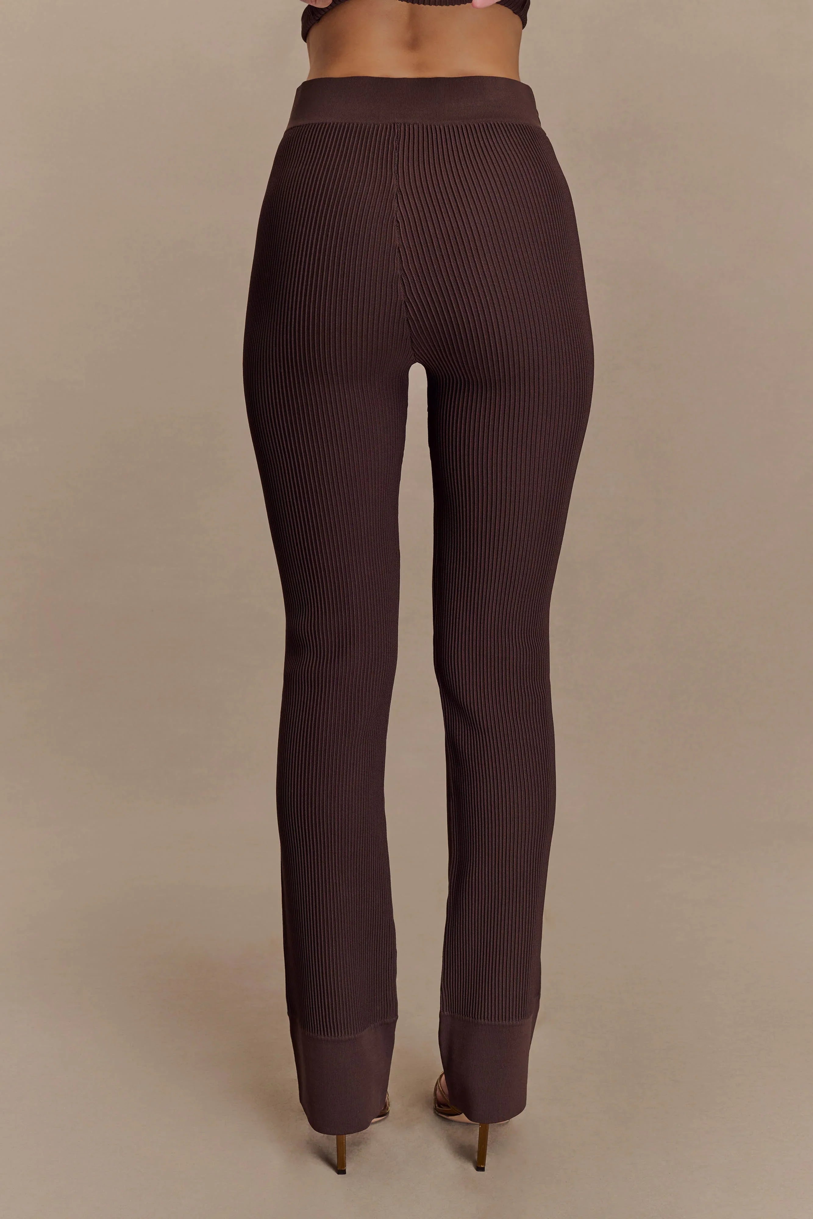Elodie Ribbed Knit Pants Chocolate