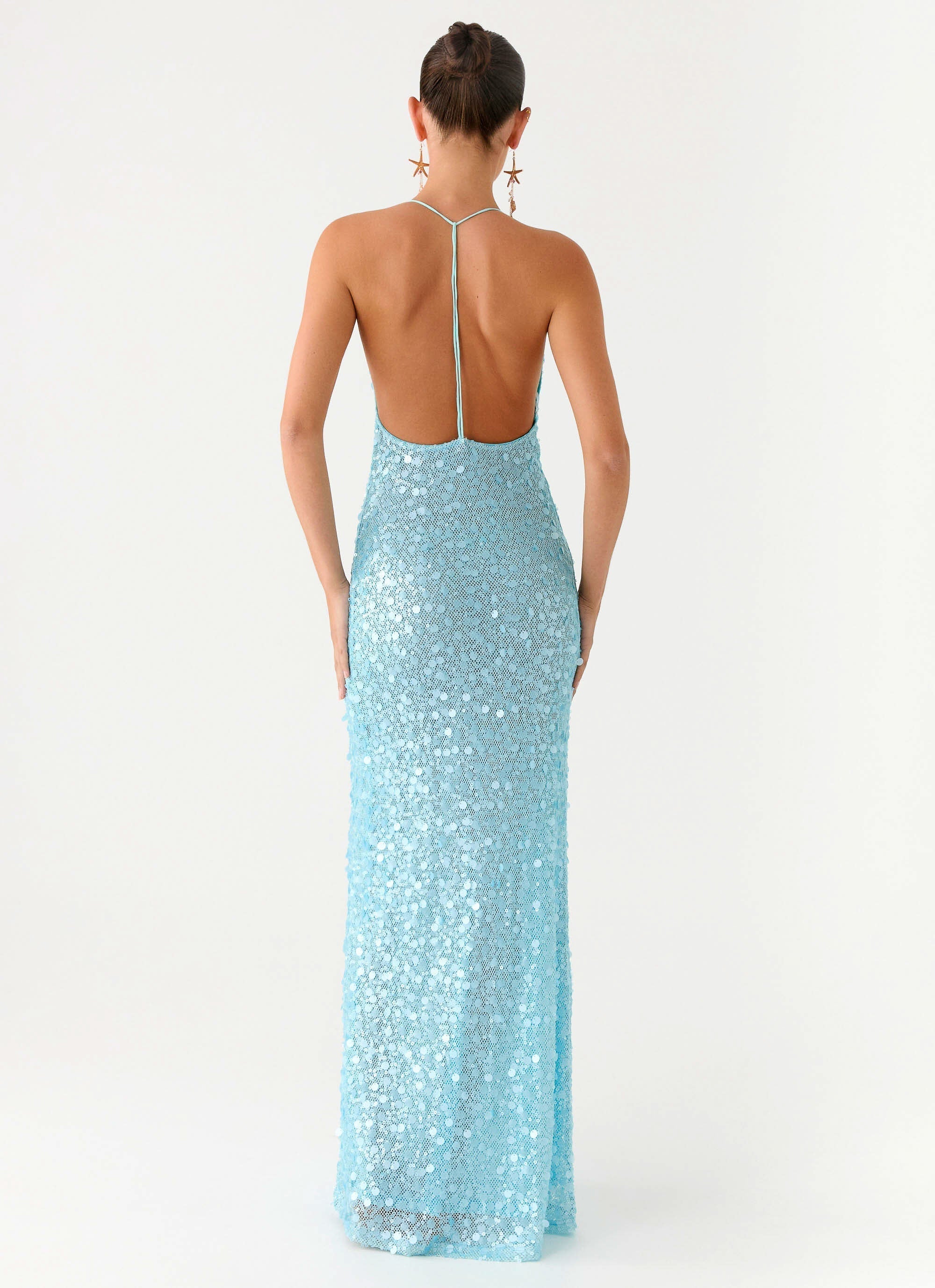 Ocean Views Sequin Maxi Dress Blue