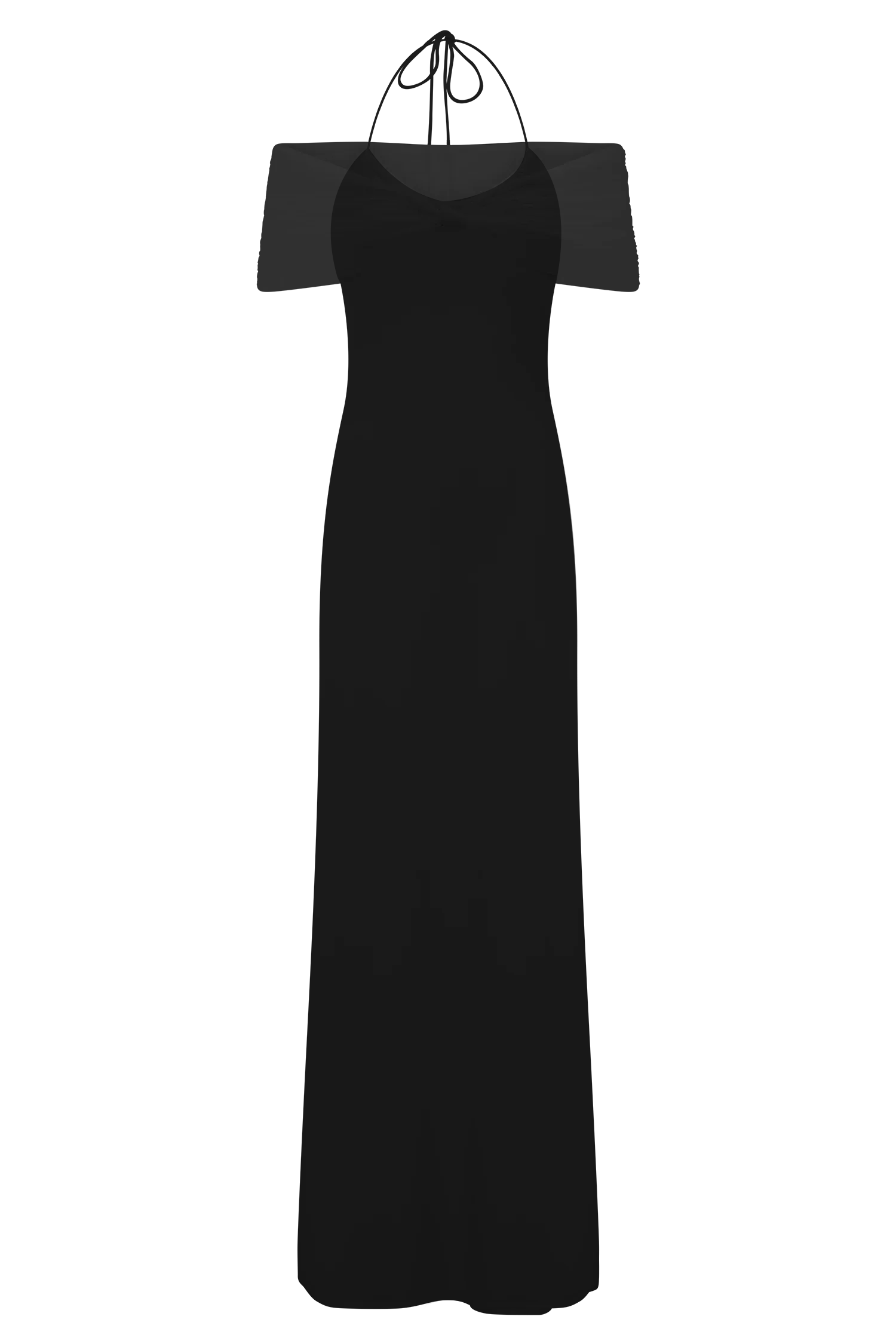 Bernadina Mesh And Slinky Halter Maxi Dress Black