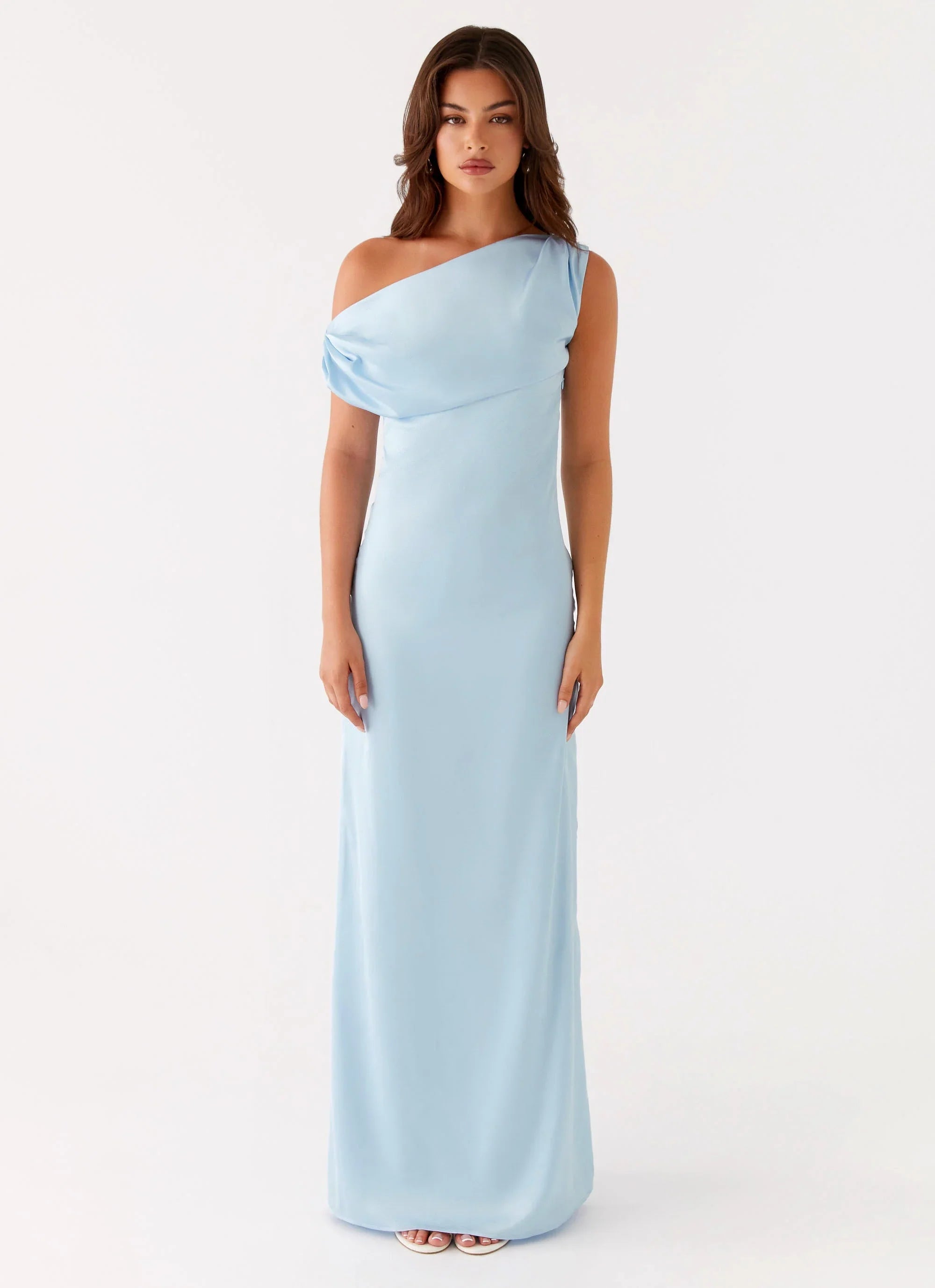 Heart Of Glass Satin Maxi Dress Blue
