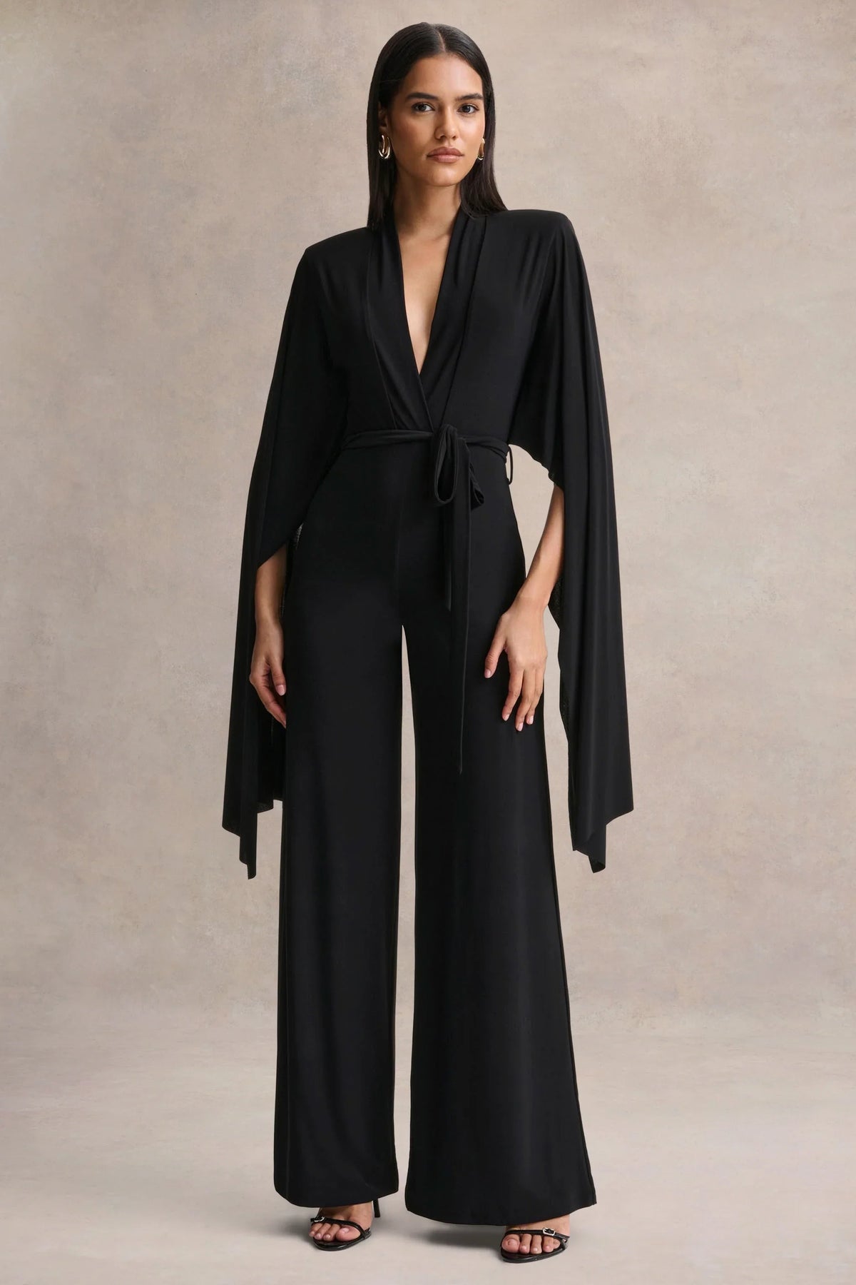 Laurina Black Plunge Neck Jumpsuit