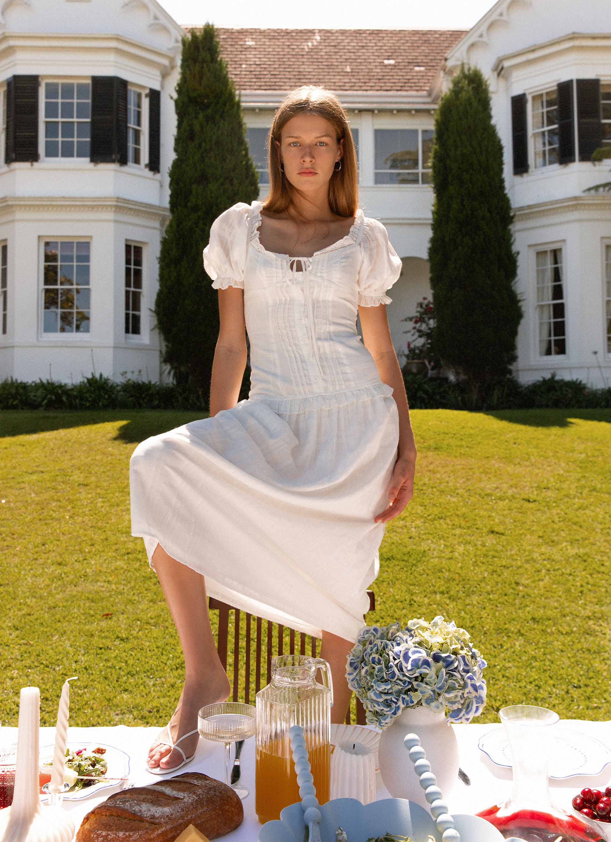 Hundred Percent Midi Dress White