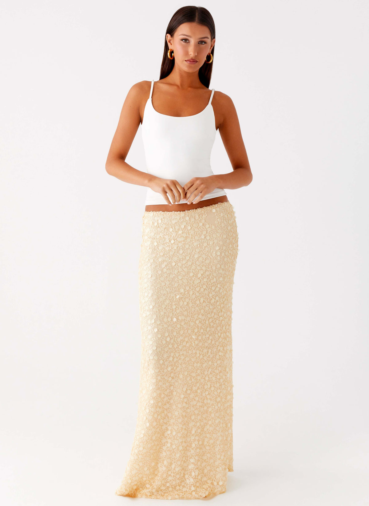 Honestly Sequin Maxi Skirt Yellow