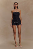 Judith Strapless Scallop Top Black