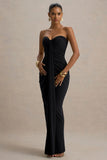 Ali Black Sweetheart Ruched Wrap Maxi Dress