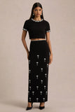 Aven Black Hand Embellished Maxi Skirt