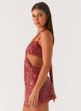 Sahara Nights Beaded Mini Dress Rust