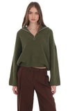 Knit Quarter Zip Jumper in Green