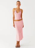 Bahama Low Rise Midi Skirt Strawberry Dot