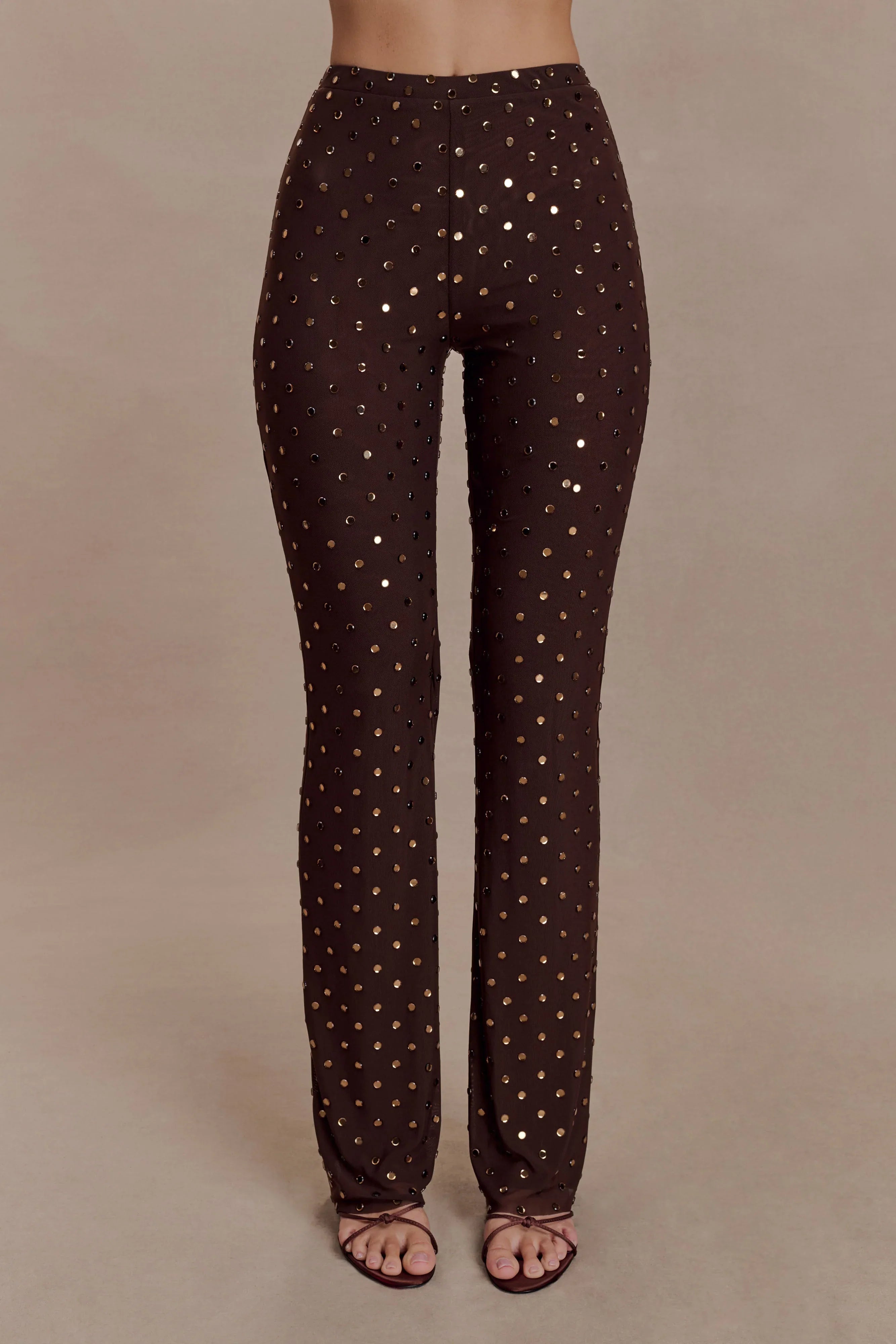 Jackie Diamante Straight Leg Pants Chocolate