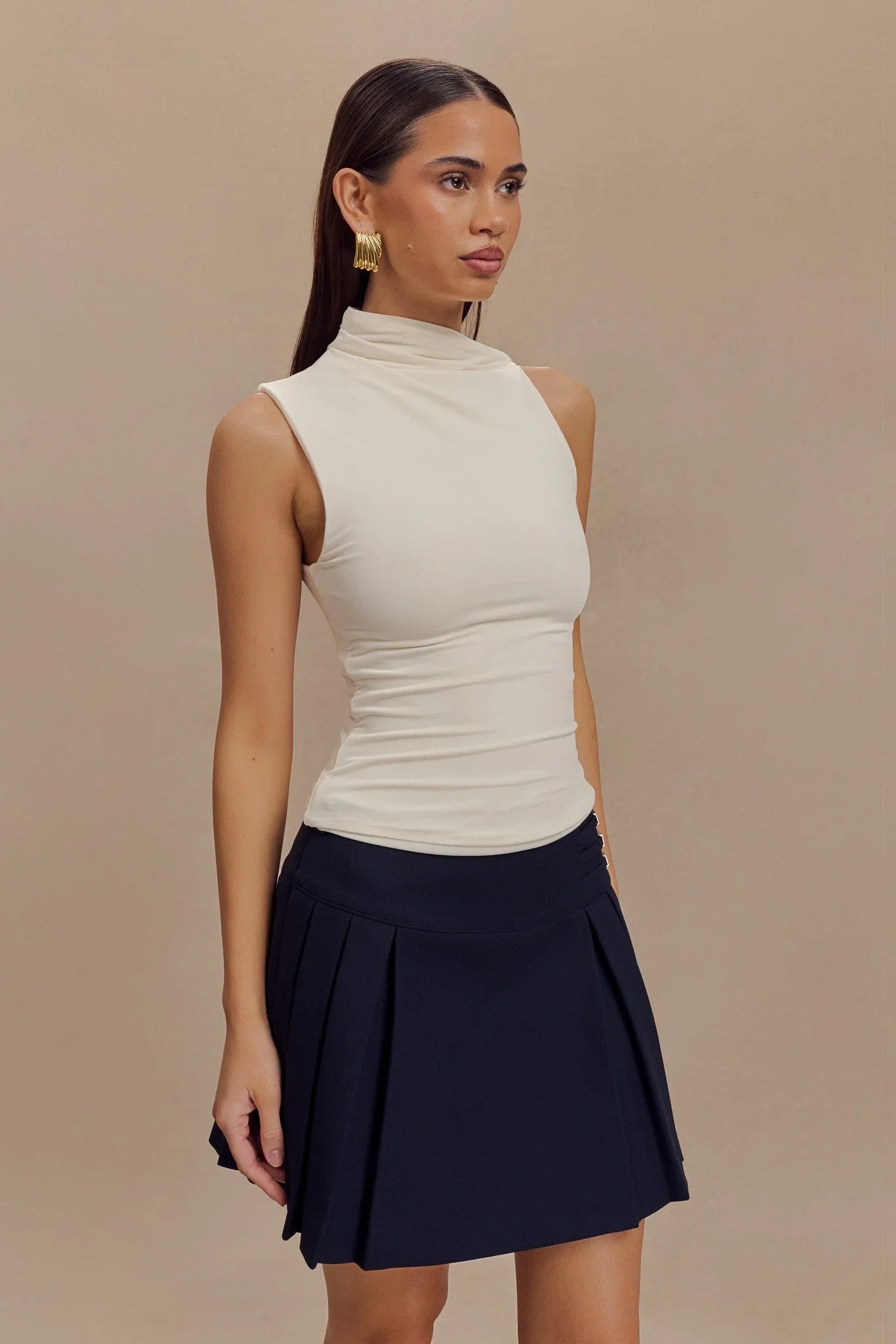 Hadleigh Sleeveless Slinky Top Ivory