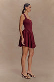 Sharon Scuba Jersey Mini Dress Wine