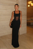 Marlon Crepe And Mesh Maxi Dress Black