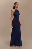 Elyna Slinky Halter Maxi Dress Navy