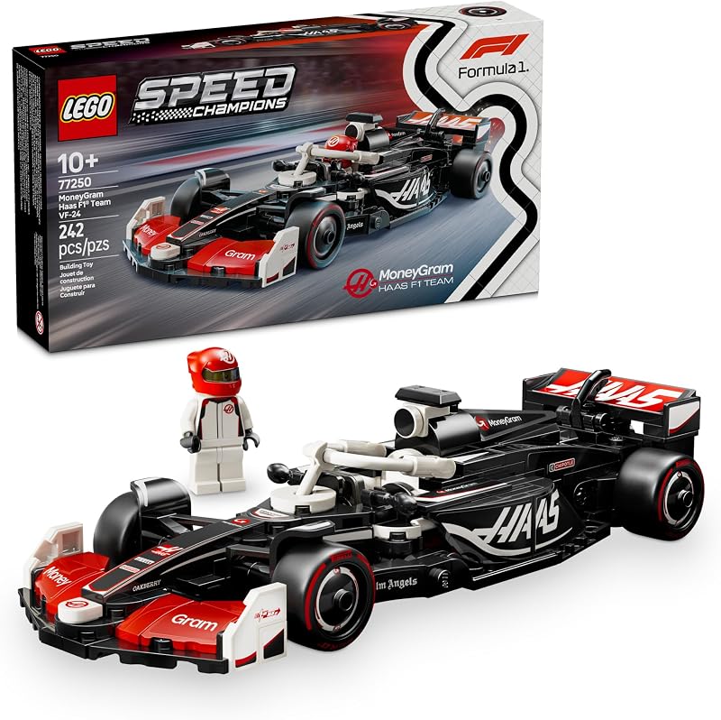 LEGO Speed Champions MoneyGram Haas F1 Team VF 24 Race Car Toy Building Set for Kids Boys Girls Ages 10 Toy Car for F1 Fans Gift Idea for Birthday 77250