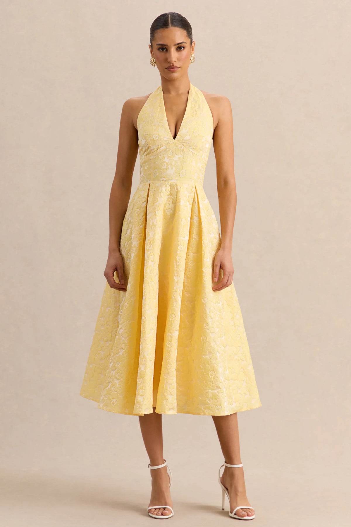 Nyomi Lemon Satin Halter Neck Midi Dress