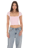 Short Sleeve Crop Top in Baby Pink