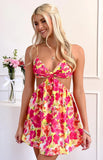 Amorgos Yellow Floral Pop Mini Dress