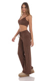 Fuzzy Straight Pants in Brown