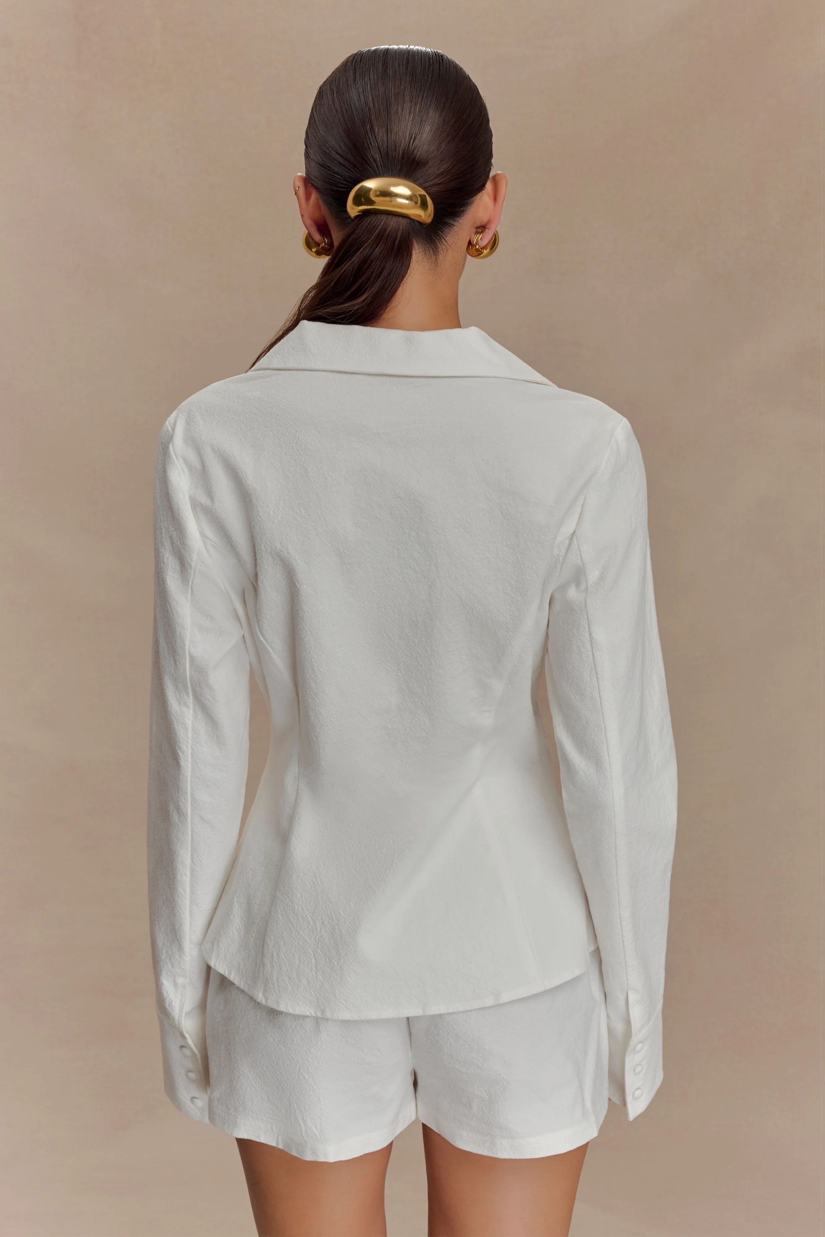 Annalee Cotton Beaded Tie Shirt White