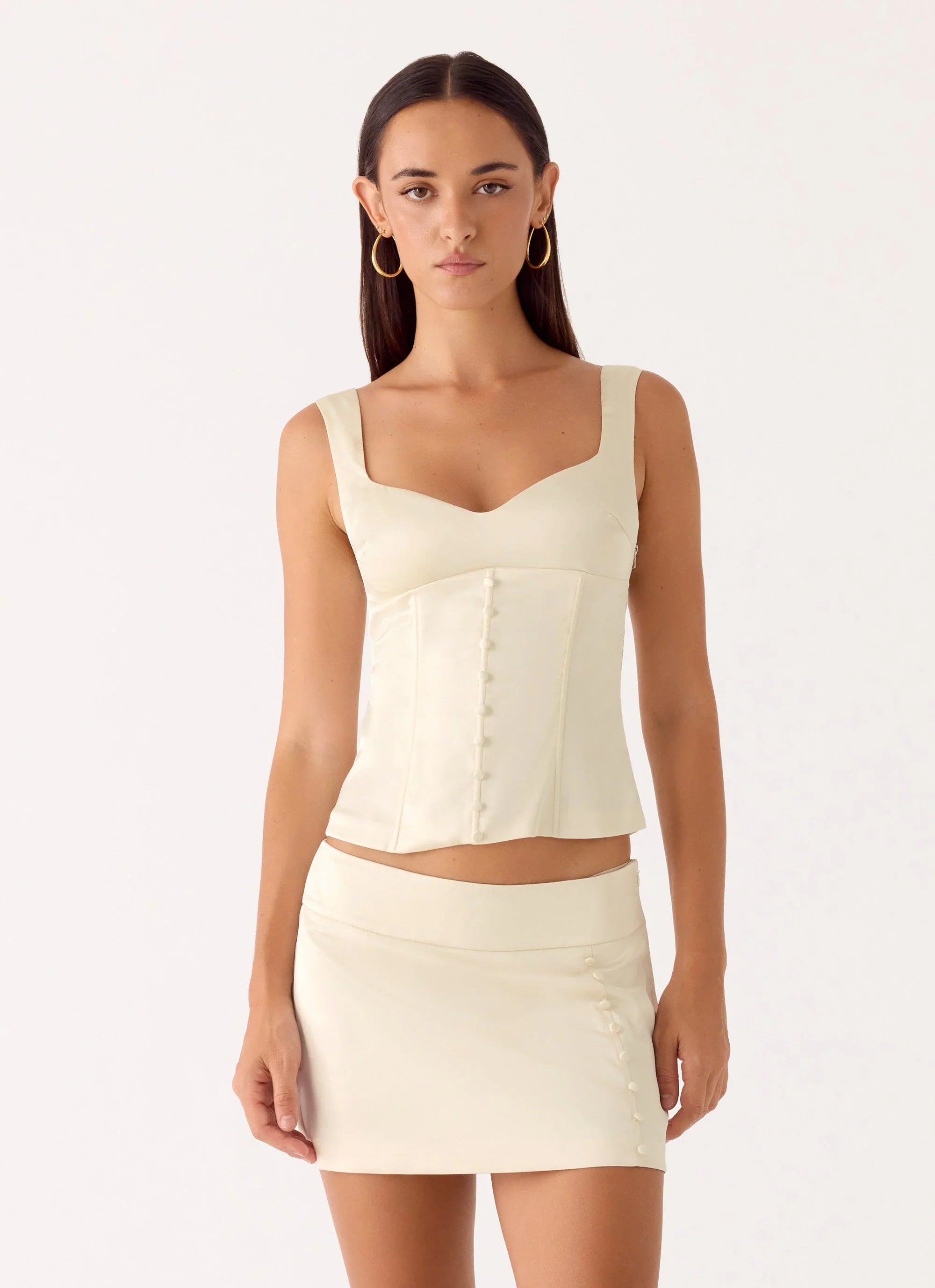 Posy Satin Mini Skirt Ivory